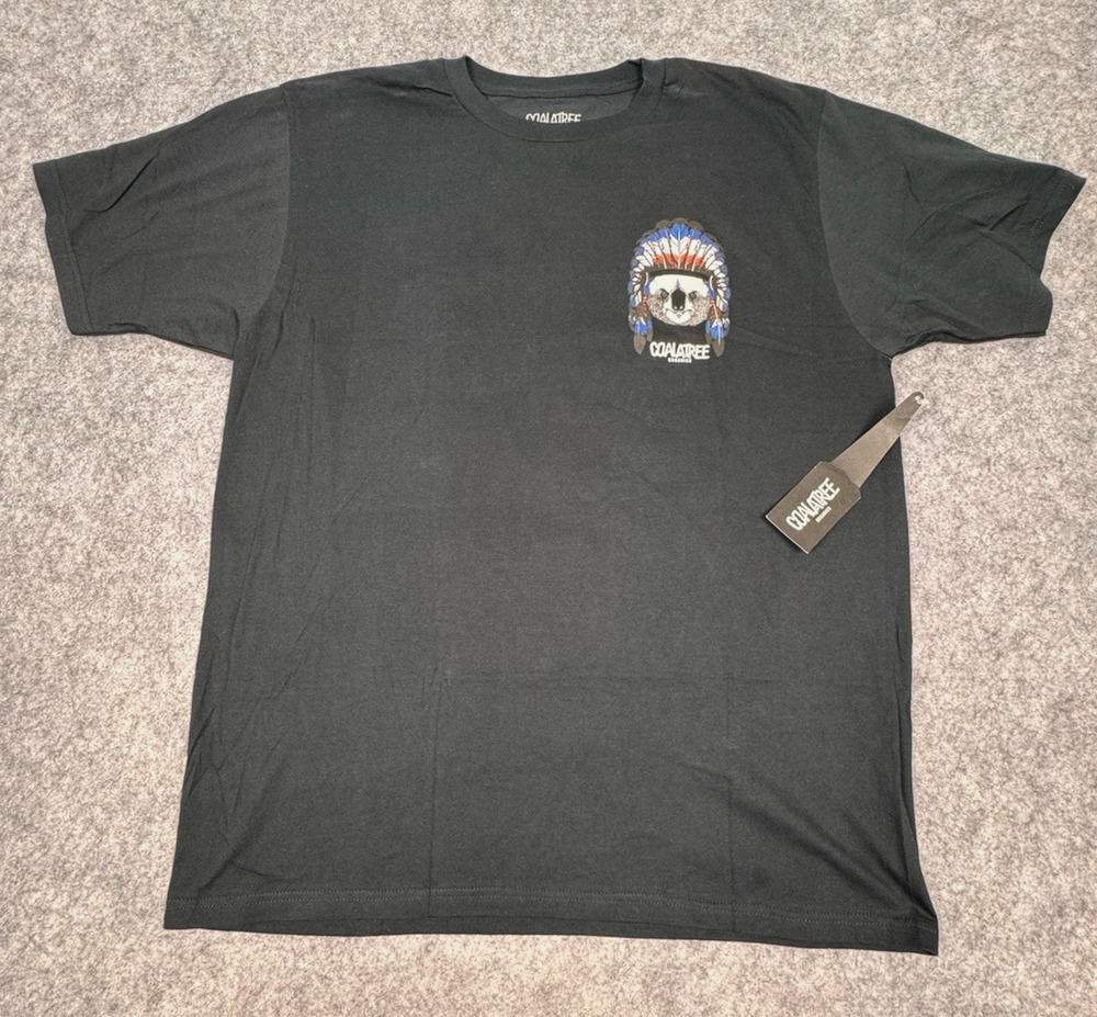 Coalatree Organics Graphic T Shirt Mens Size XL Black Headdress Koala Outdoor